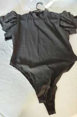 Black Ruffle Sleeve Bodysuit - Women's Intimates